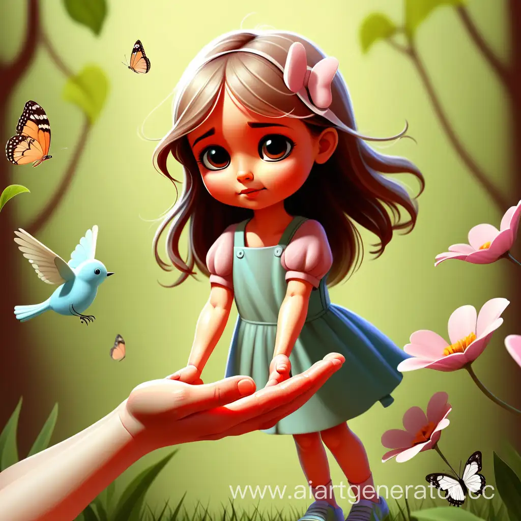 Spring-Harmony-Bird-and-Butterfly-with-Little-Girl-and-Mother