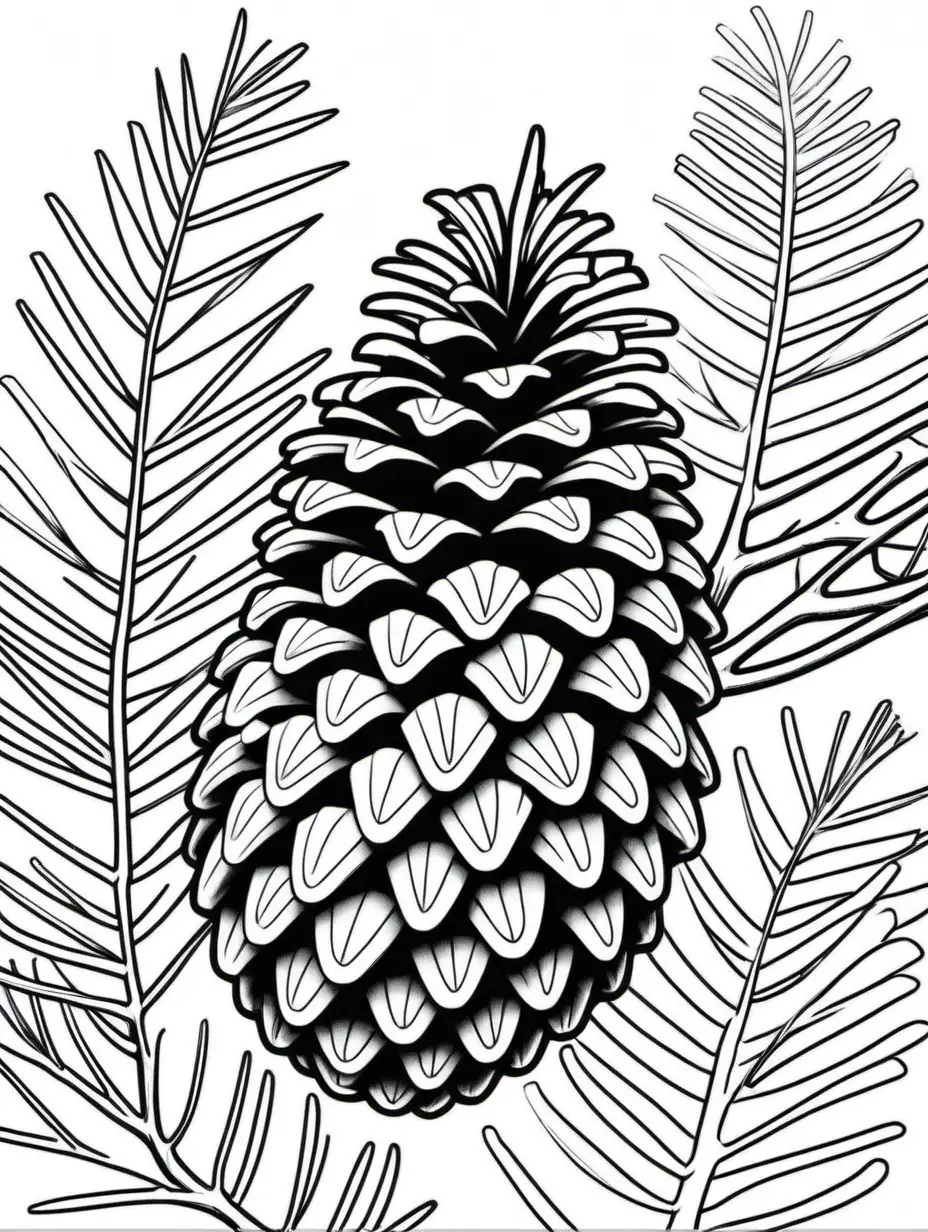 BotanicalInspired Pine Cone Coloring Page for Relaxation and Creativity