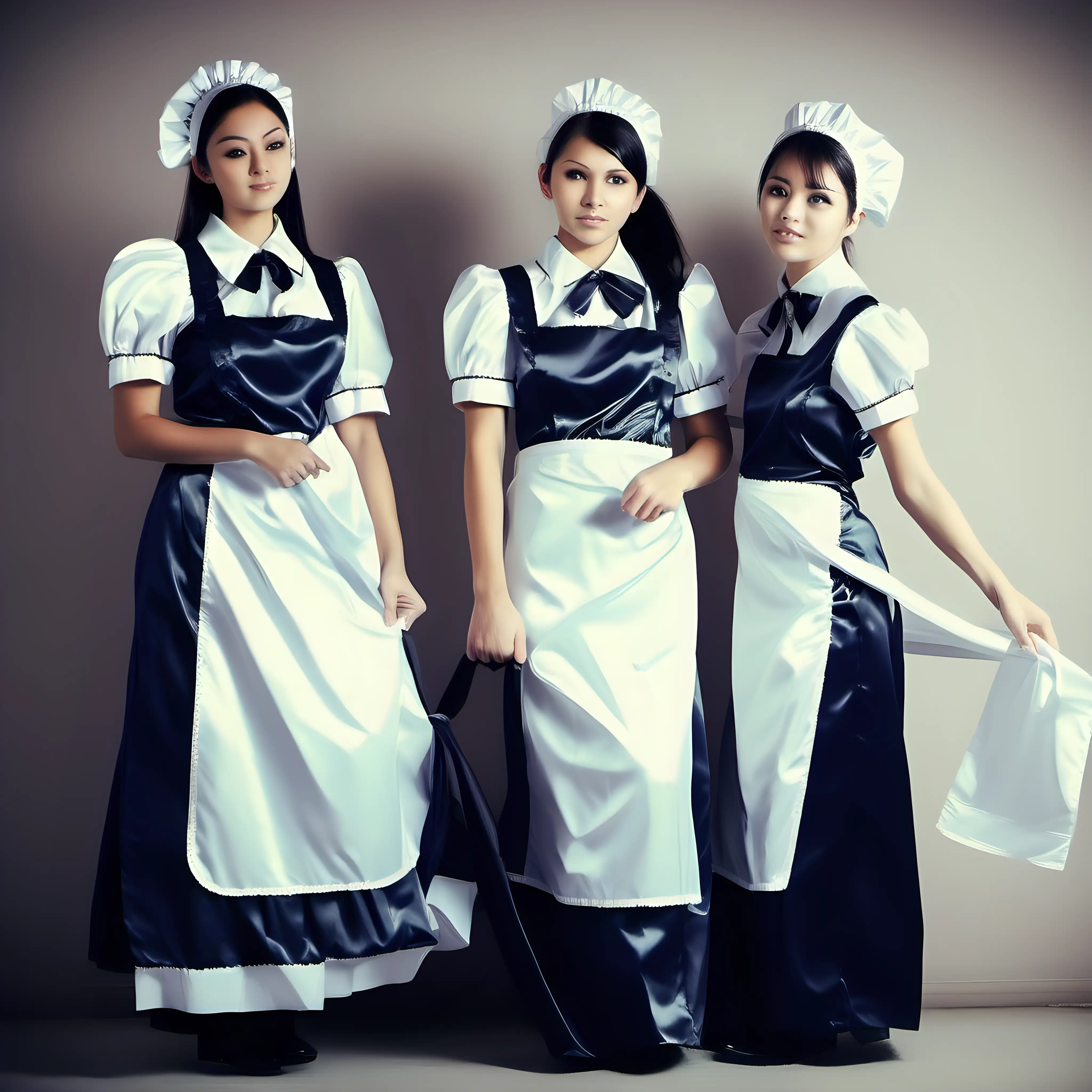 Elegant Satin Long Maid Uniforms Captivating Fashion Statement