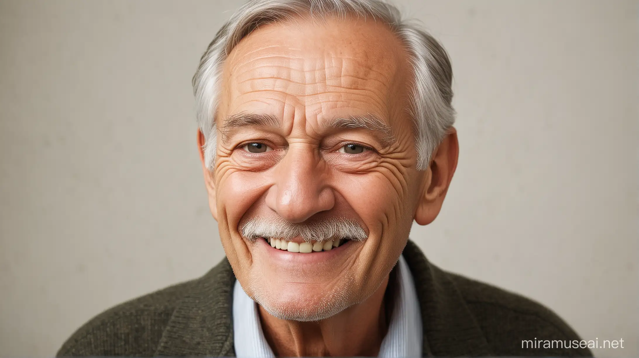 Joyful Elderly Man Smiling Happily