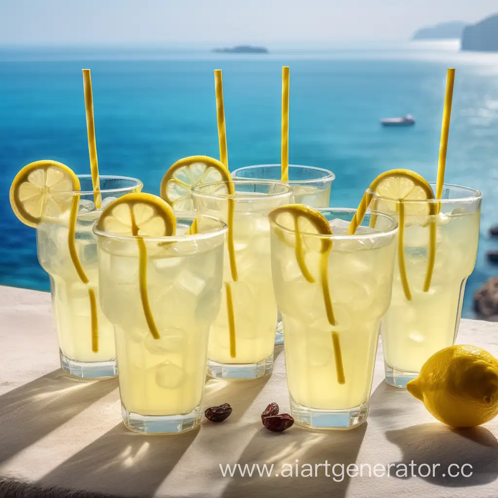 Refreshing-Lemonade-Glasses-with-Raisins-by-the-Seaside