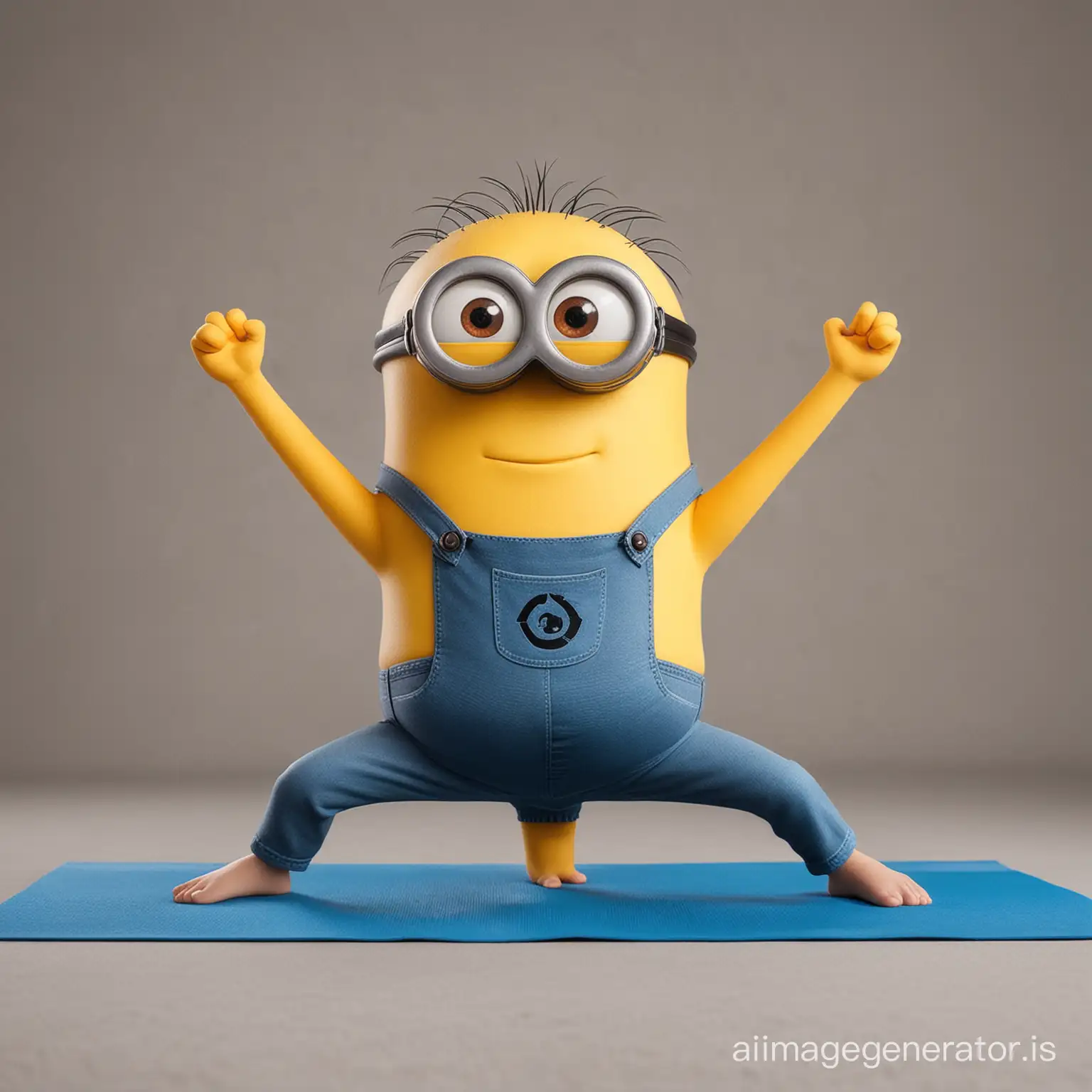 Create a minion doing yoga