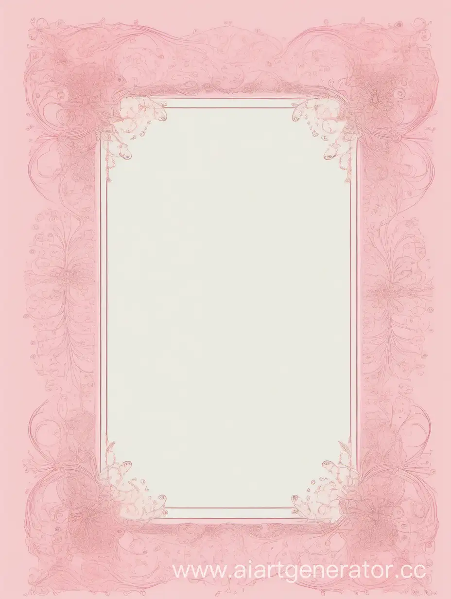 Нарисуй оформленный лист формата a4, в центре белый фон, а по бокам нежное оформление в розовом цвете