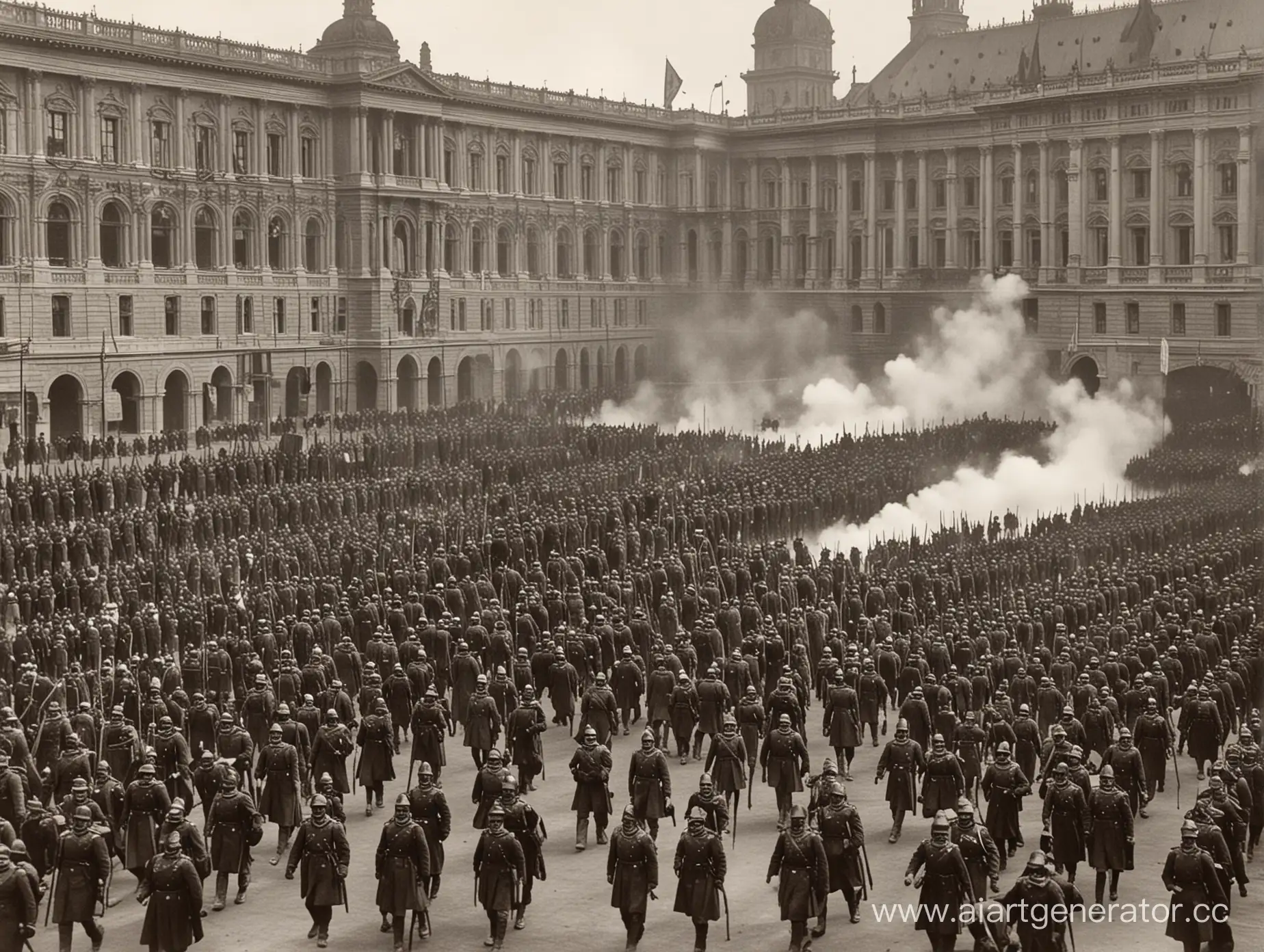 Имперская армия штурмует парламент, фото 1900 года