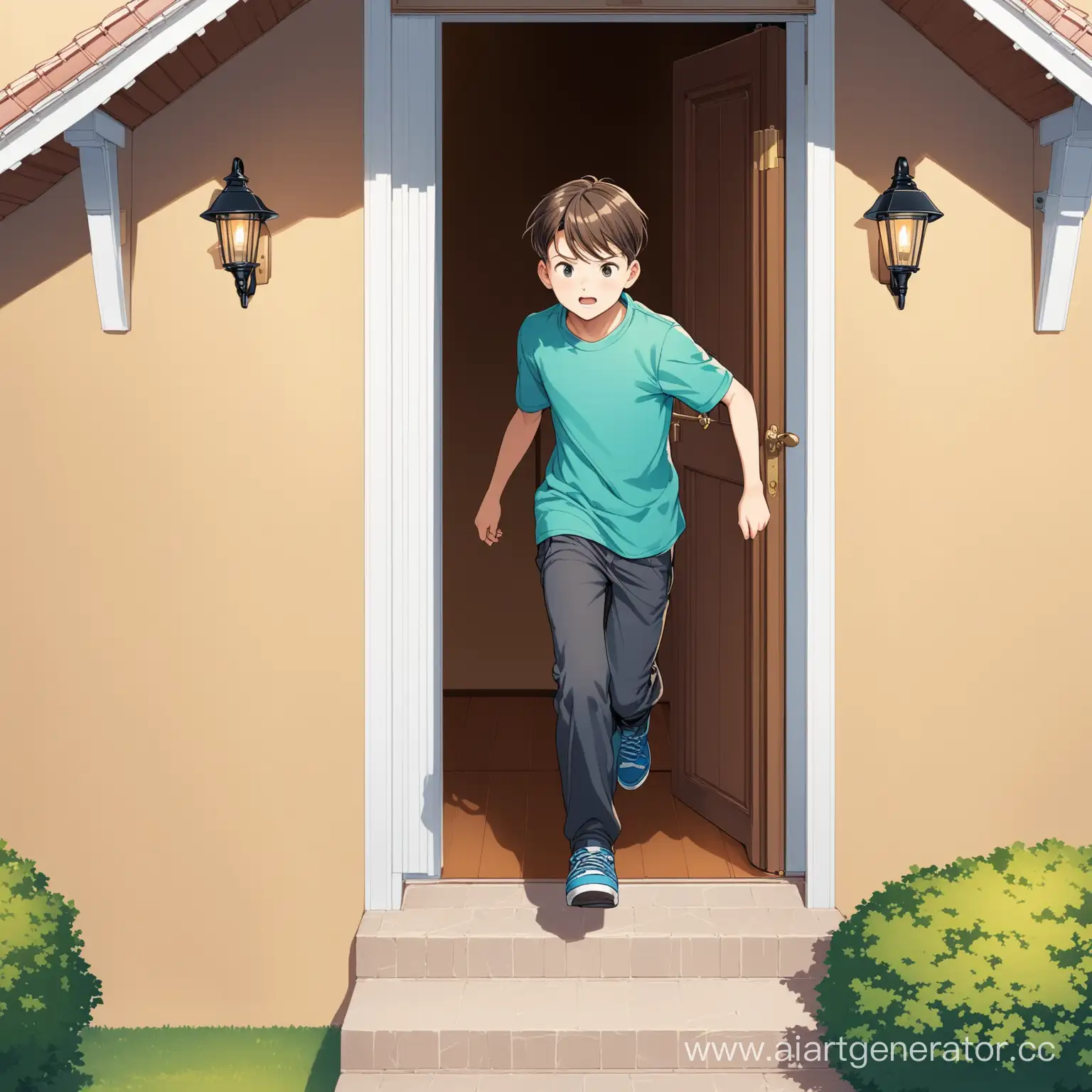 12 летний мальчик быстро выходит из дома