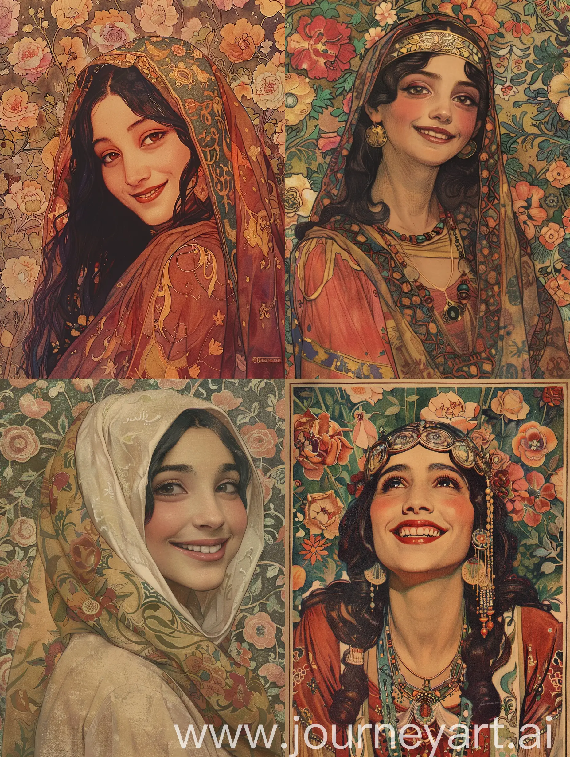 Enchanting-Portrait-of-a-Joyful-Arabic-1001-Nights-Djinn-Girl-Amidst-Flowery-Splendor