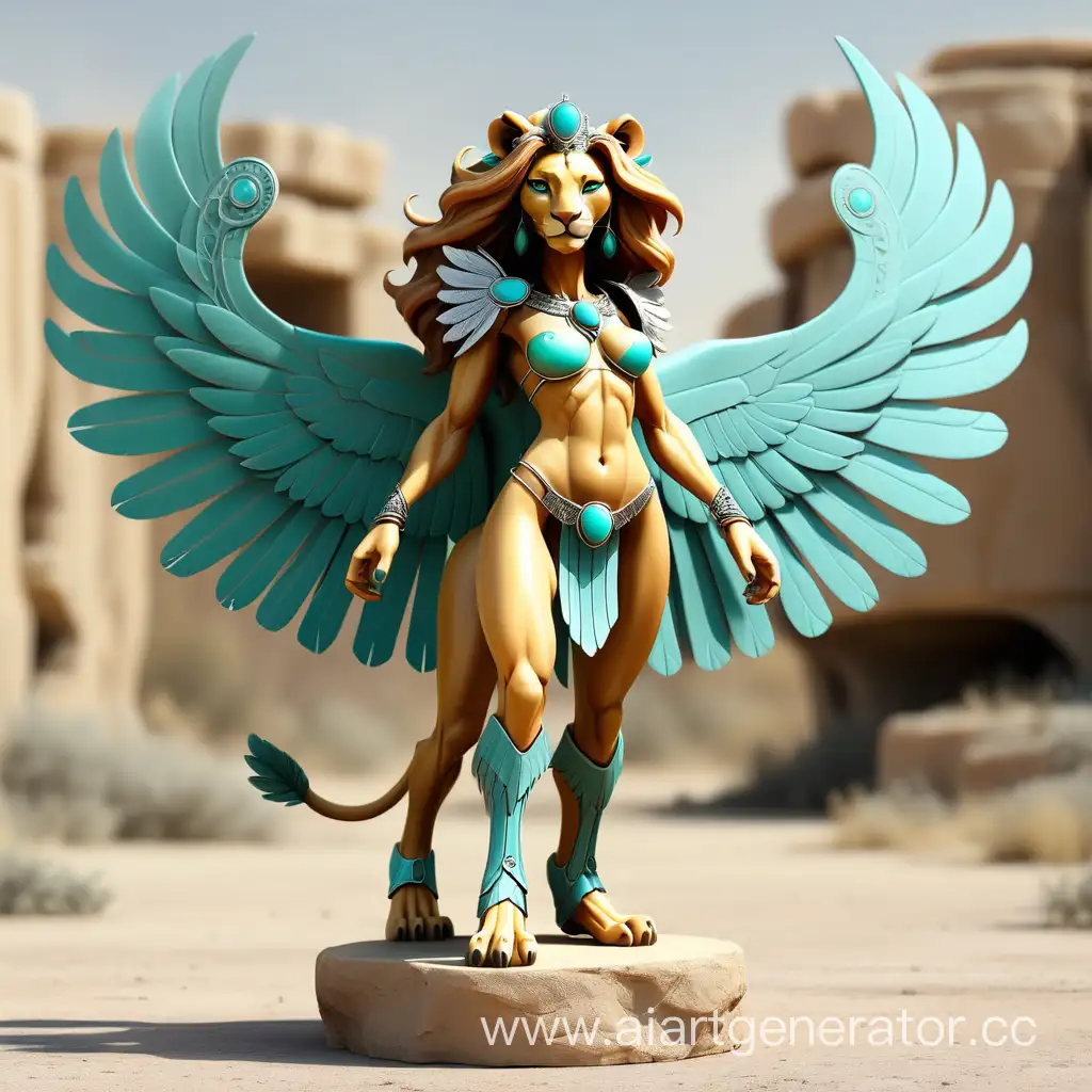 Majestic-Lioness-Woman-with-Turquoise-Wings-in-Full-Height