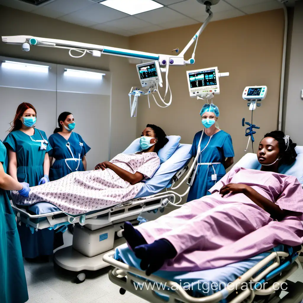 Young-Women-in-Patient-Gowns-Await-Surgery-in-Hospital