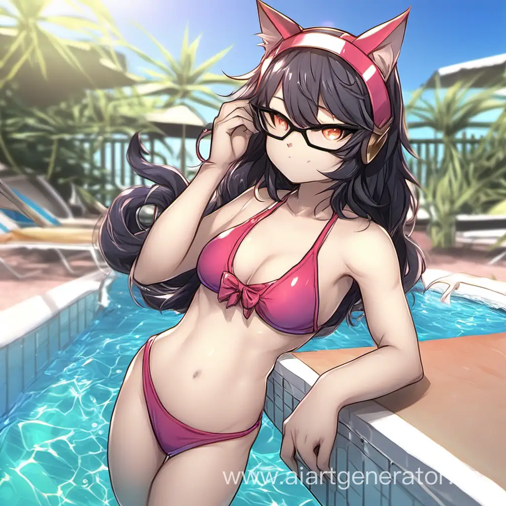 Adorable-Swimsuit-Catgirl-Enjoying-a-Beach-Day