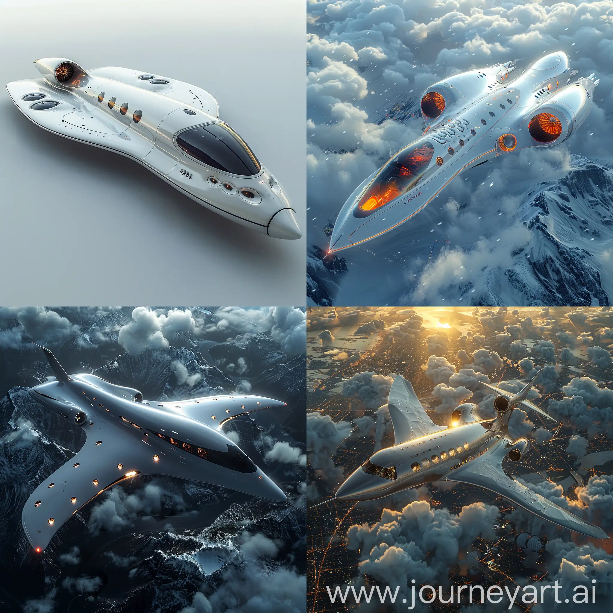 Ultra-modern passenger aircraft, ultramodern passenger aircraft, futuristic style, octane render --stylize 1000