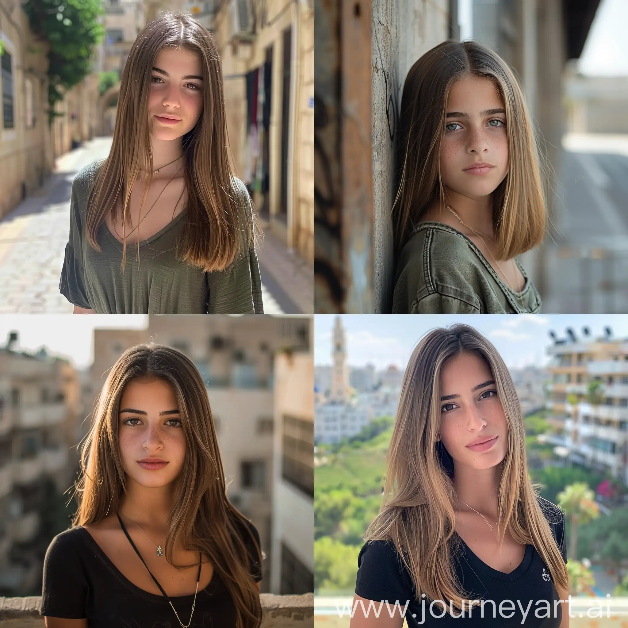 Full length photo of a Israel girl with straight hair