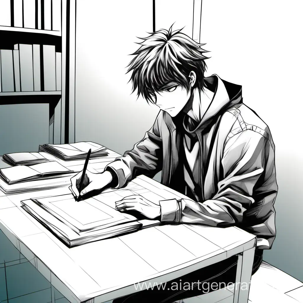 Artist-Creating-Manga-Illustration-in-Unique-Style