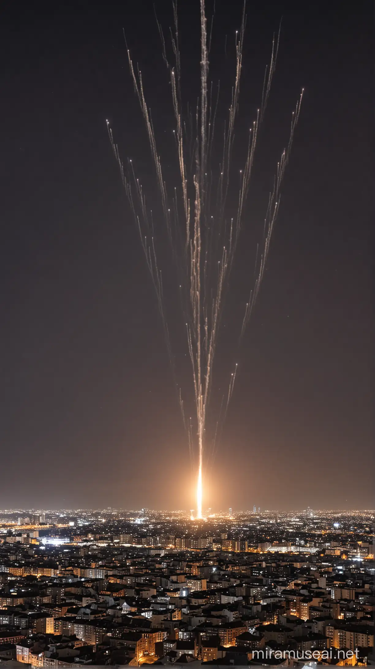 dozens of missiles over the city