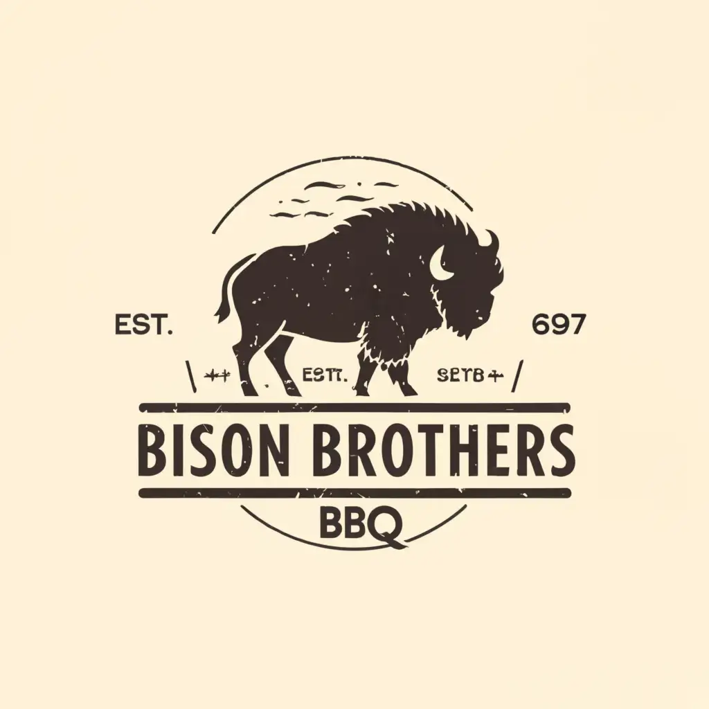 LOGO-Design-For-Bison-Brothers-BBQ-Bold-Bison-Symbol-with-Classic-Typography-for-Restaurant-Branding