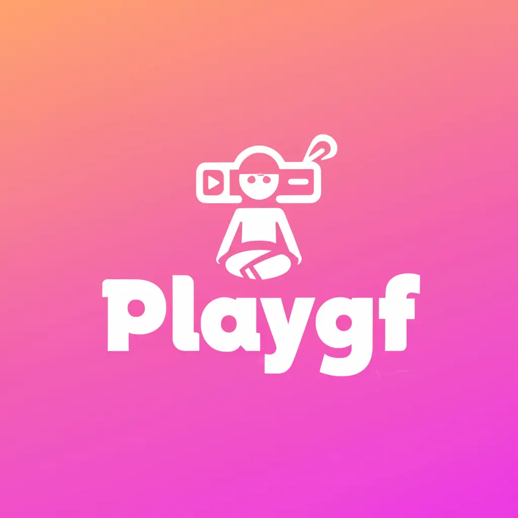 a logo design,with the text "playgf", main symbol:short skirt cam girl chatroom,Moderate,clear background