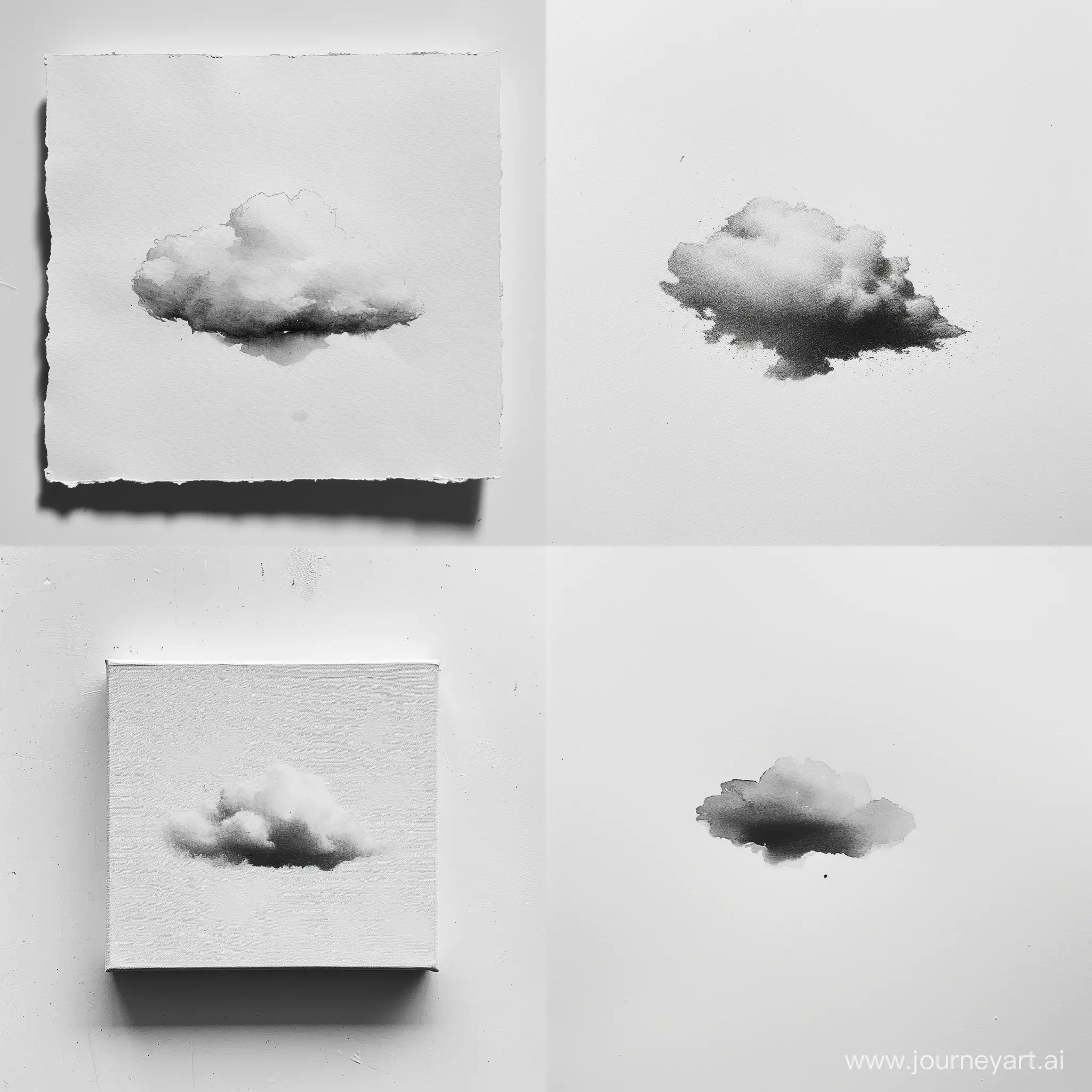 draft, rough copy of one cloud on white canvas with black ink from painter in 1990s. only one cloud, minimal strokes,  and one ink and white background. make it look like its from MGMT style in 2023