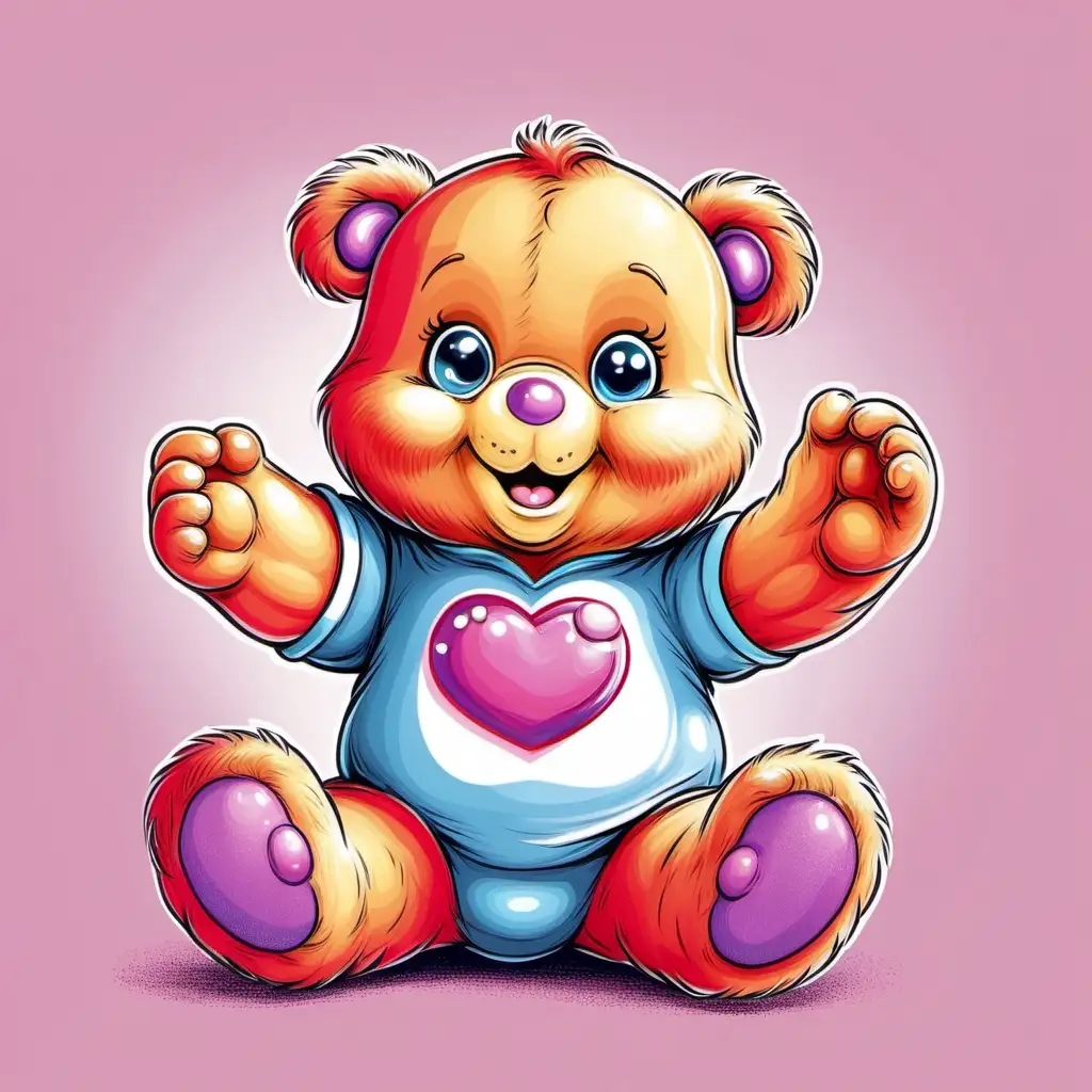 Adorable Care Bears Illustration with Vibrant Colors and Cheerful Expressions