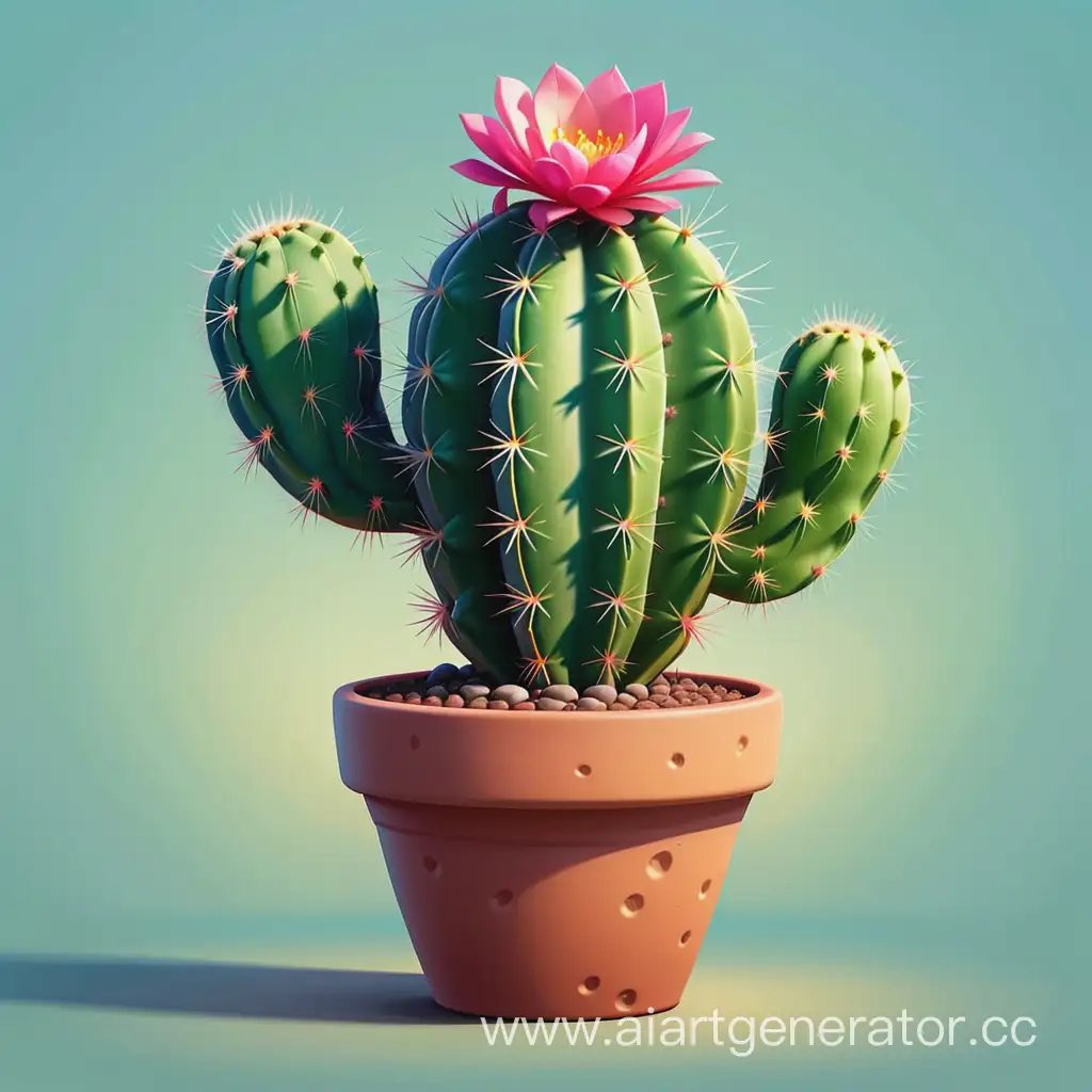 Colorful-Cartoon-Cactus-in-a-Desert-Landscape