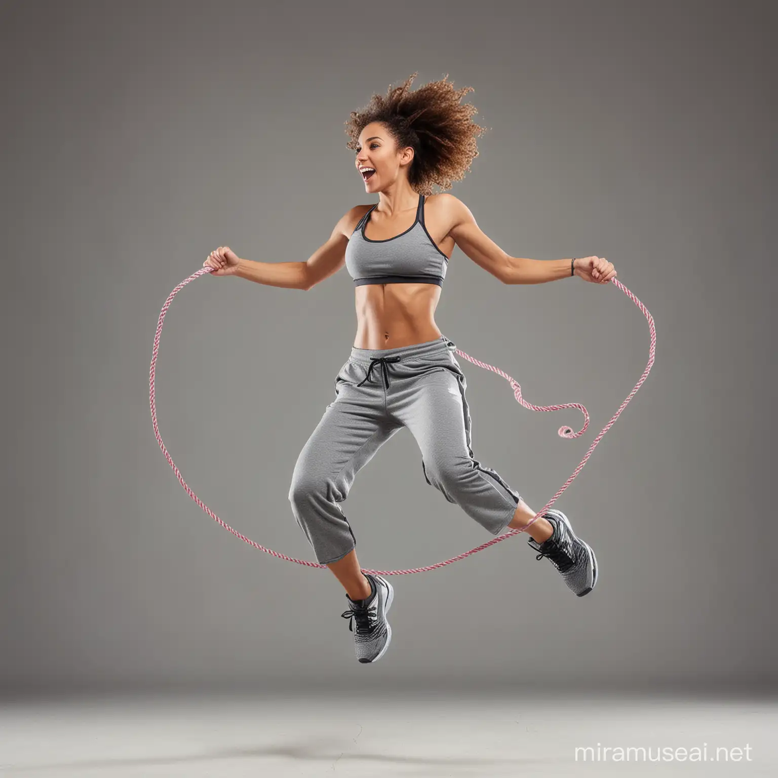 Energetic Woman Jumping Rope Exercise