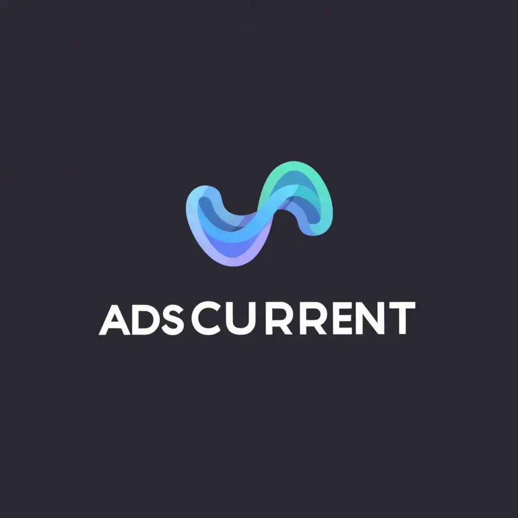 a logo design,with the text "ads current", main symbol:wave,Minimalistic,be used in Technology industry,clear background