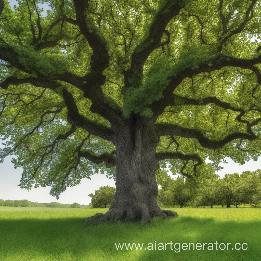 Solitary-Green-Oak-Tree-Standing-at-Groves-Edge