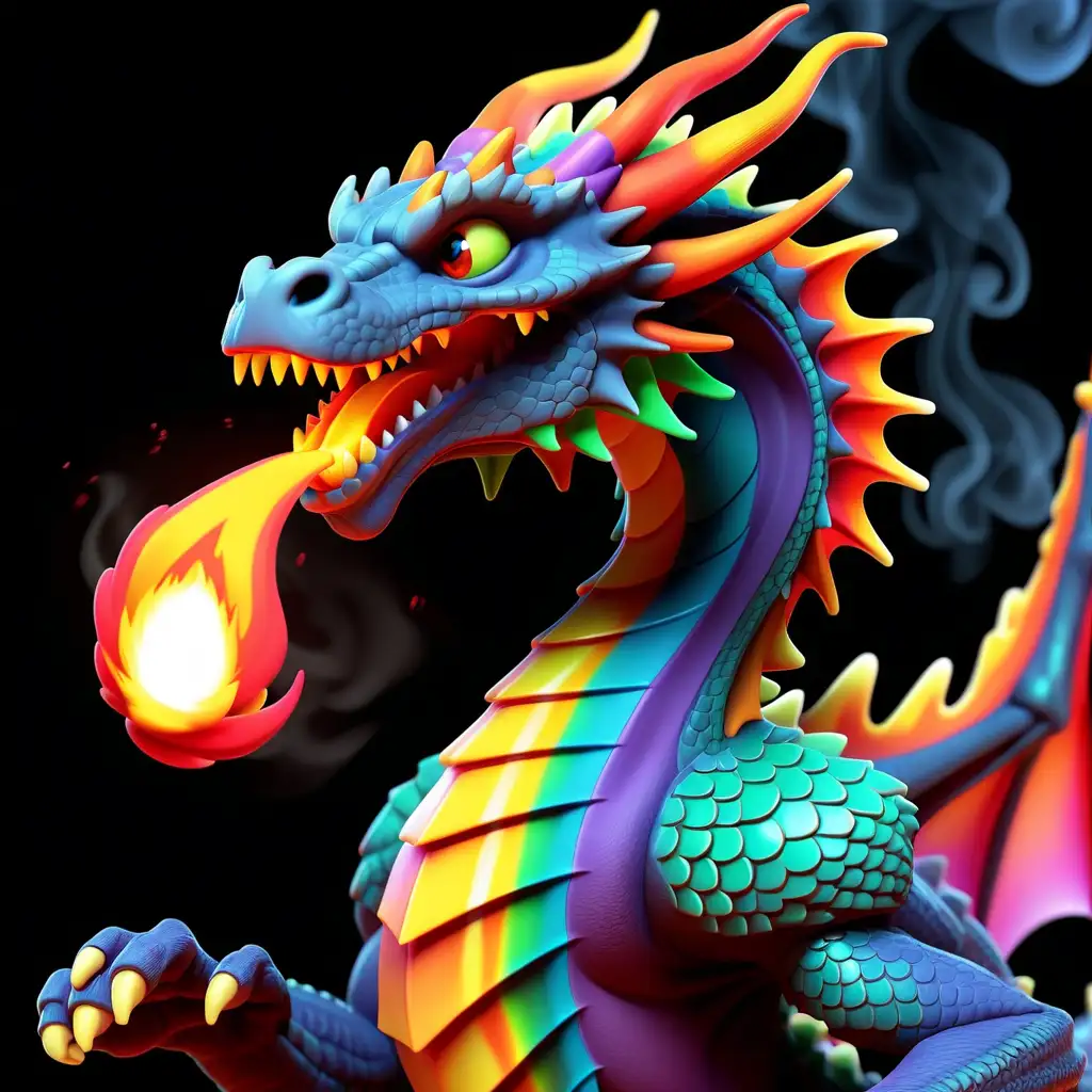 Vibrant Animated Dragon Breathing Fire Exquisite Colorful Illustration