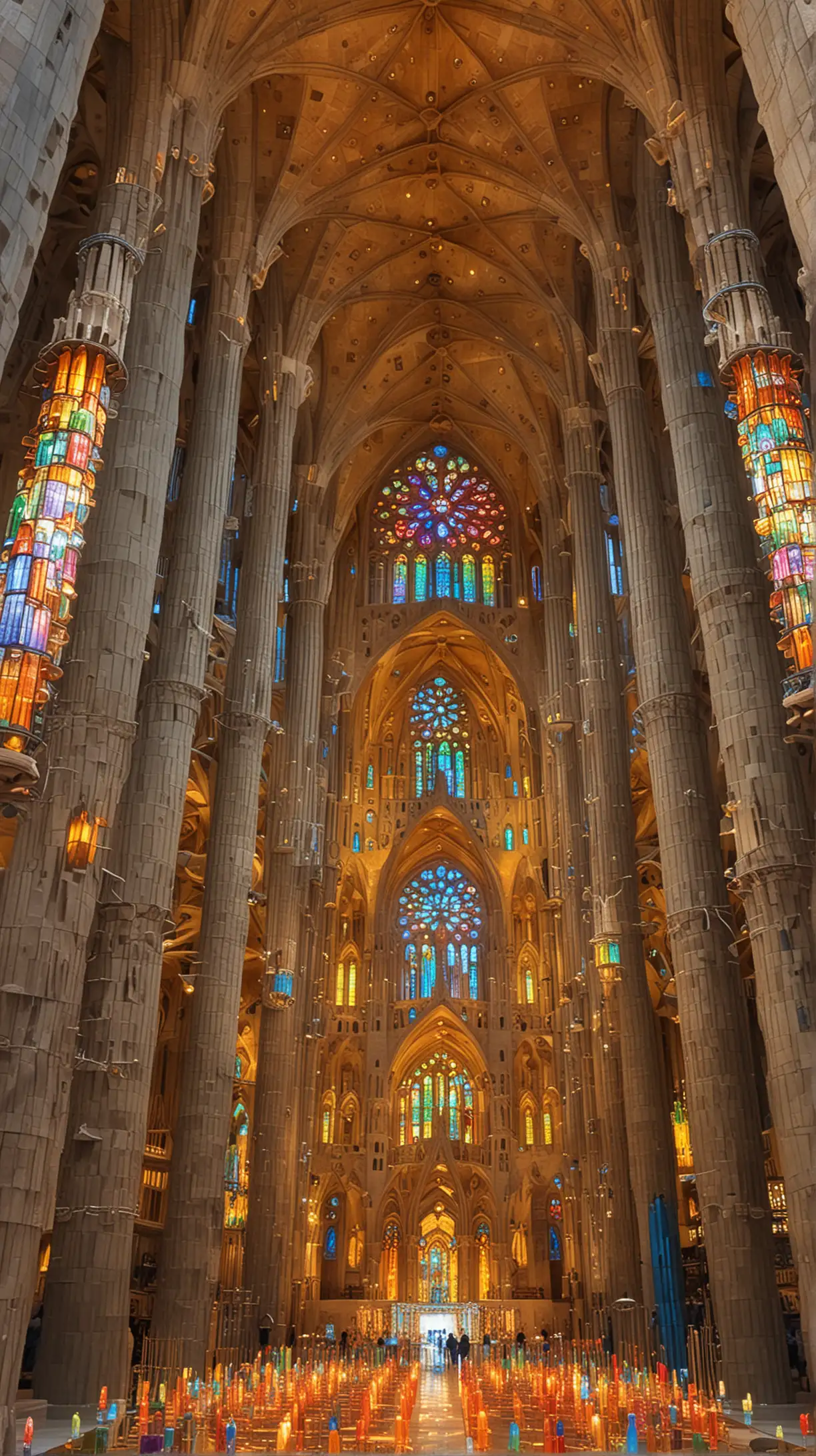 Create magical Sagrada di Familia, radiant colours, make it very real 