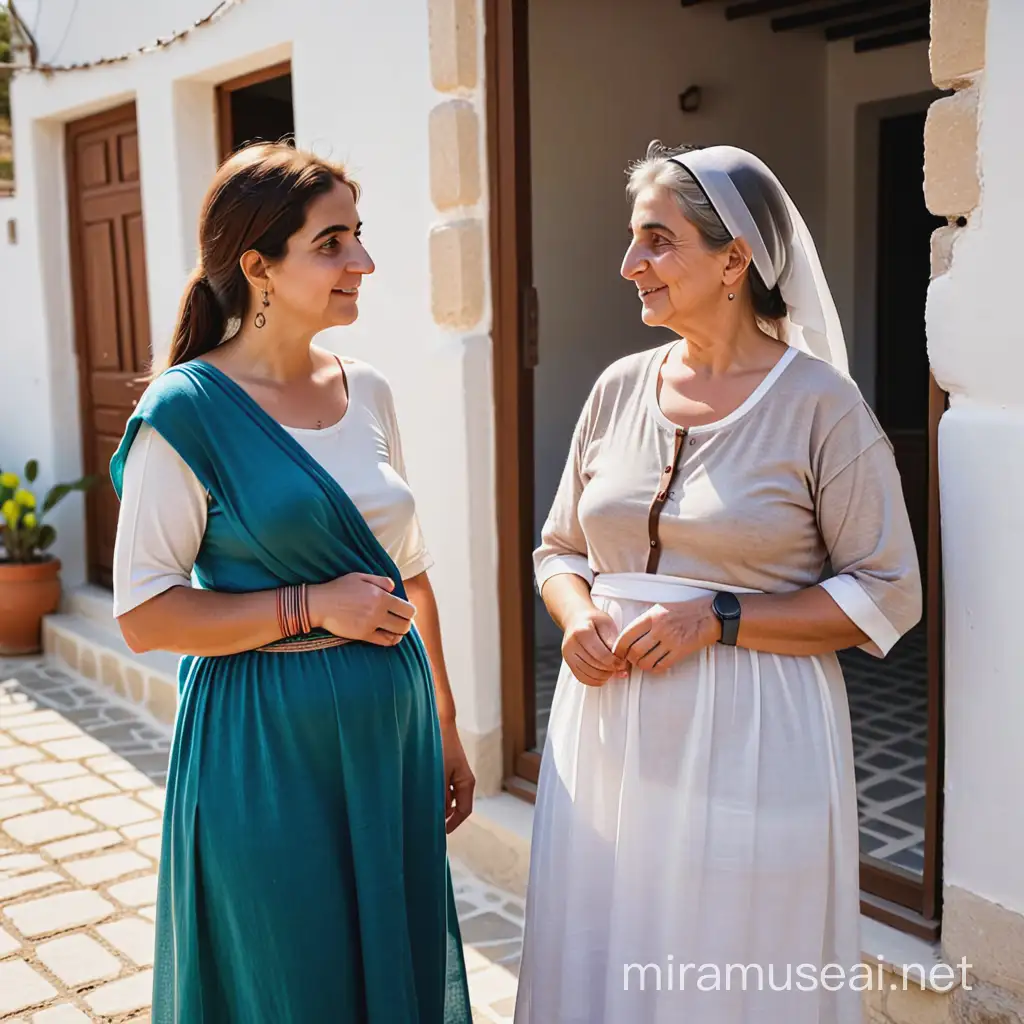 Greek Women Villagers Engaging in Conversations
