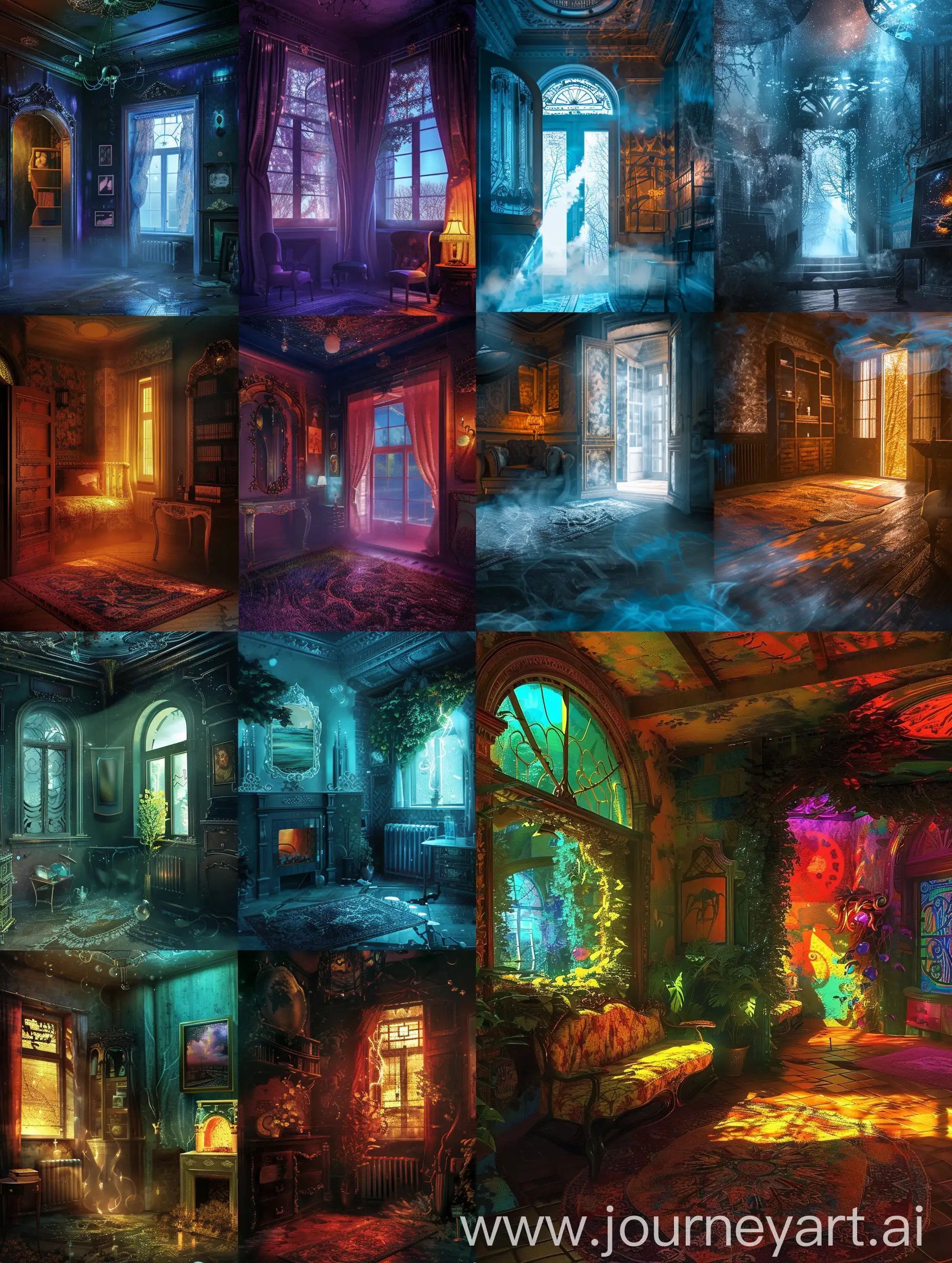 Interconnected-Dream-Rooms-HighQuality-Fantasy-Artwork-with-Vibrant-Colors