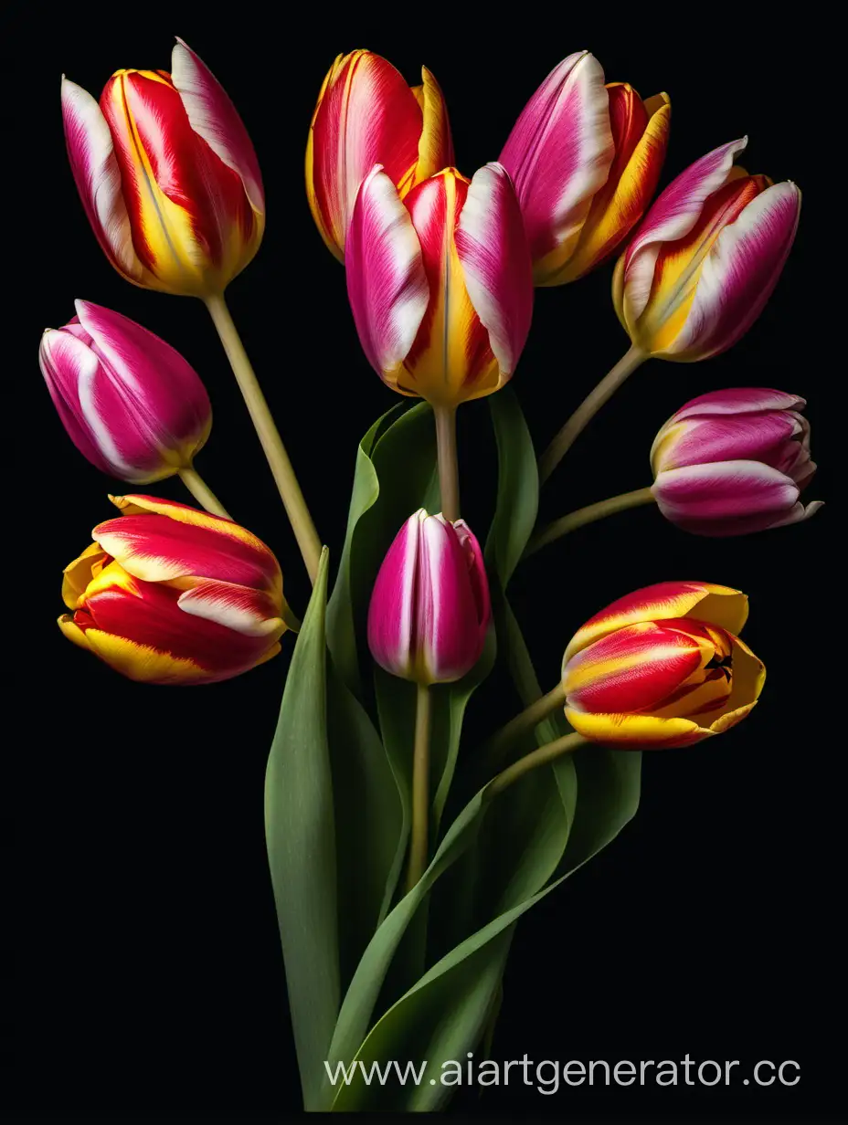 Tulip on black background