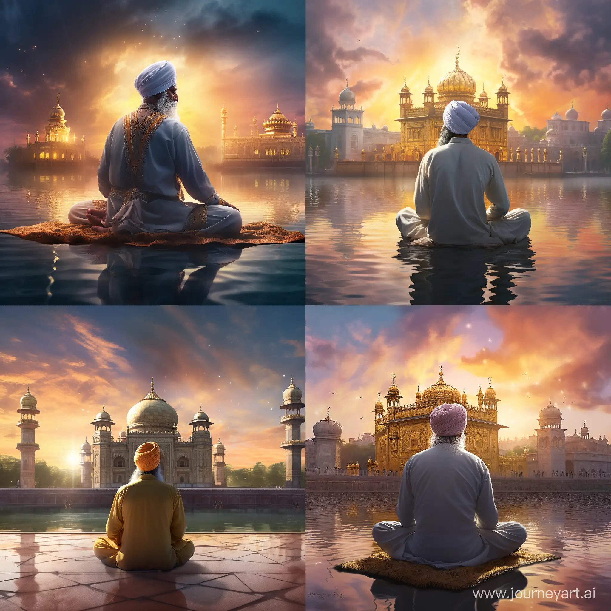 Sikh-Man-in-Prayer-at-Golden-Temple-Amidst-Golden-Clouds
