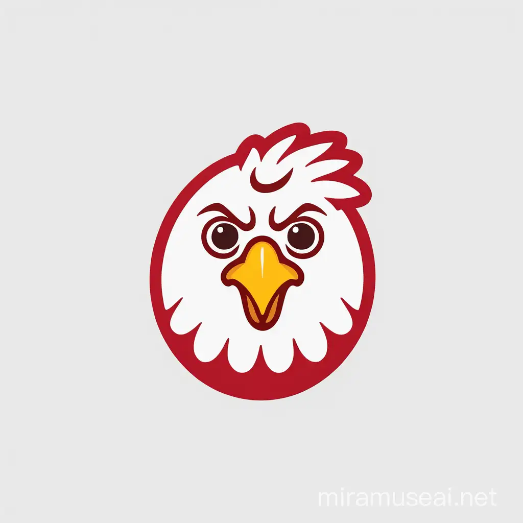 Whimsical Chicken Head Logo in Minimalist Style for Fried Chicken Brand