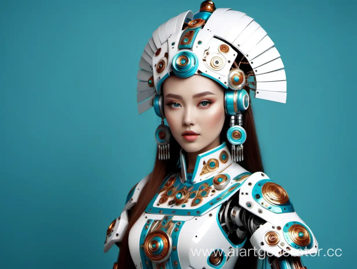 beautiful robot girl in Kazakh national costume