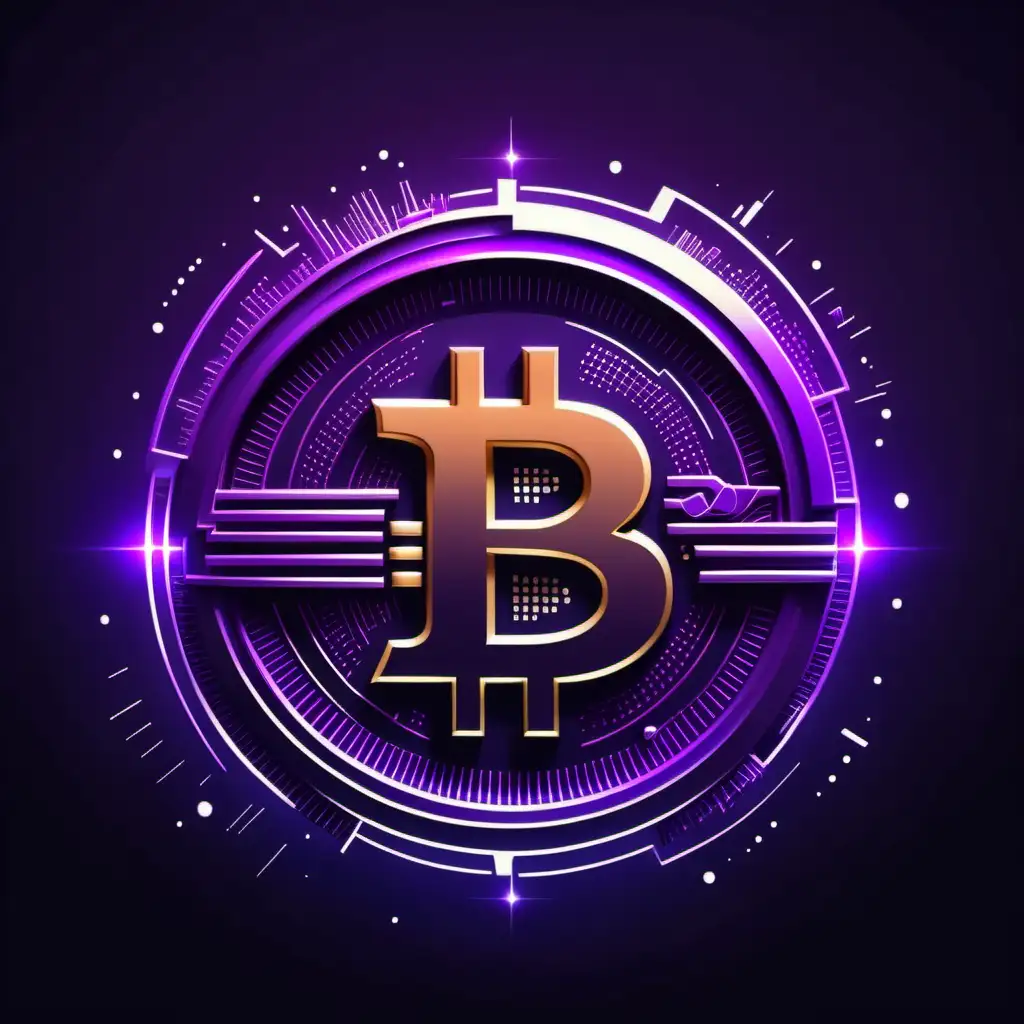 elegant bitcoin logo futuristic and modern, purple colors