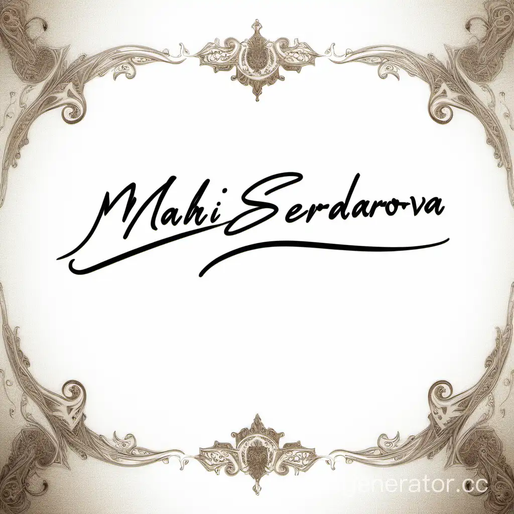 Mahri Serdarova signature  for  portfolio with background