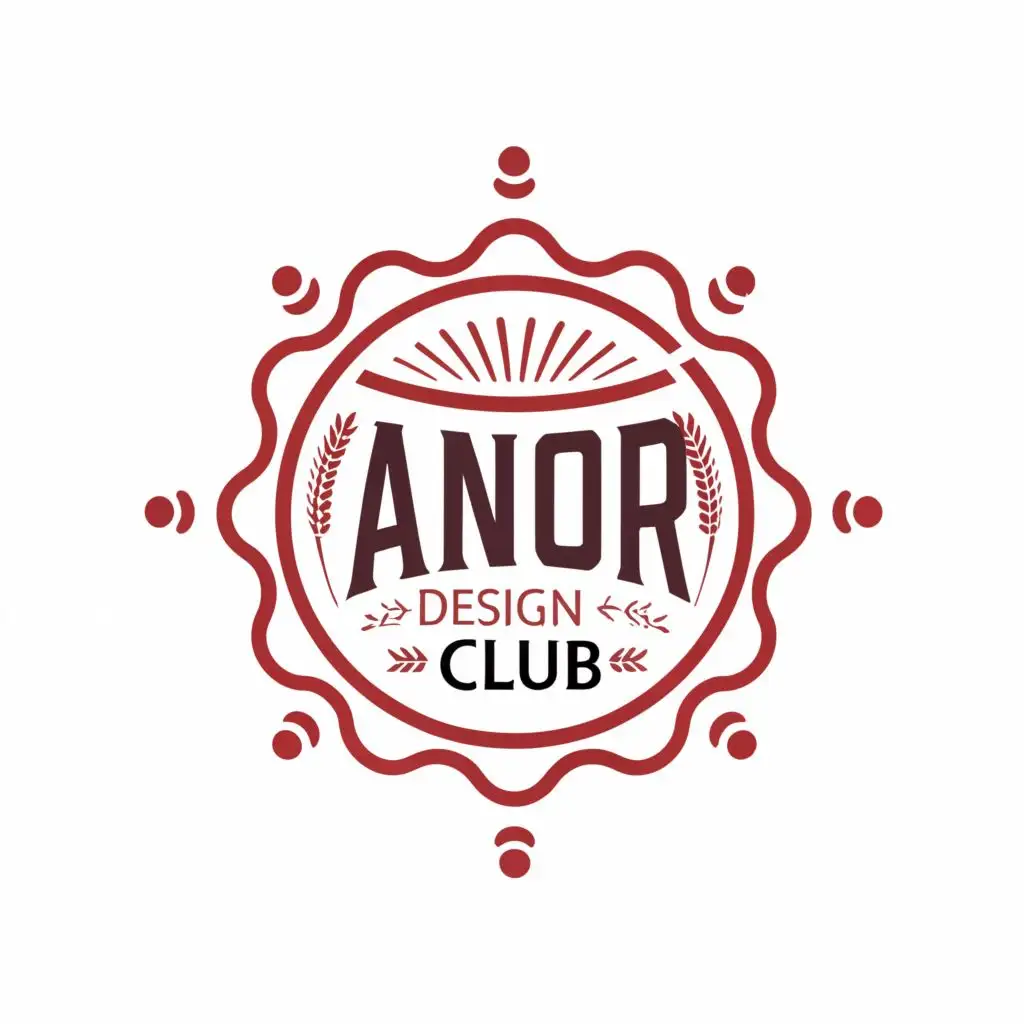 logo, garnet and circle, with the text "ANOR DESIGN CLUB", typography, be used in Technology industry