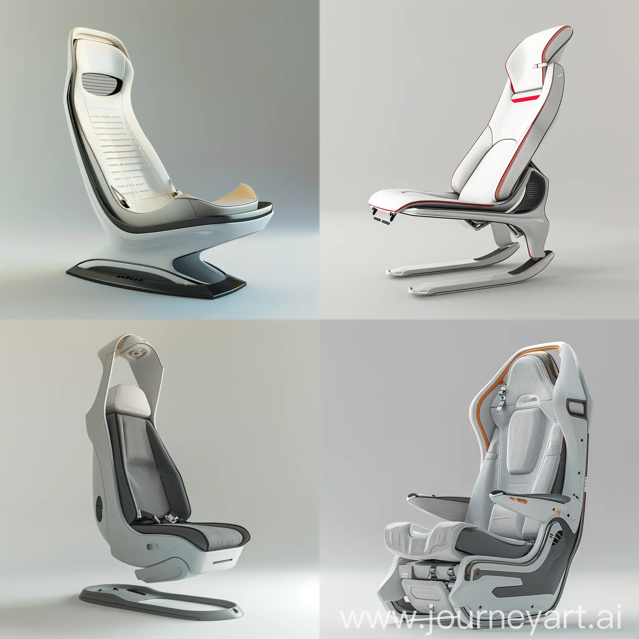 Aircraft seat design, thin and light, portable head, realistic render
