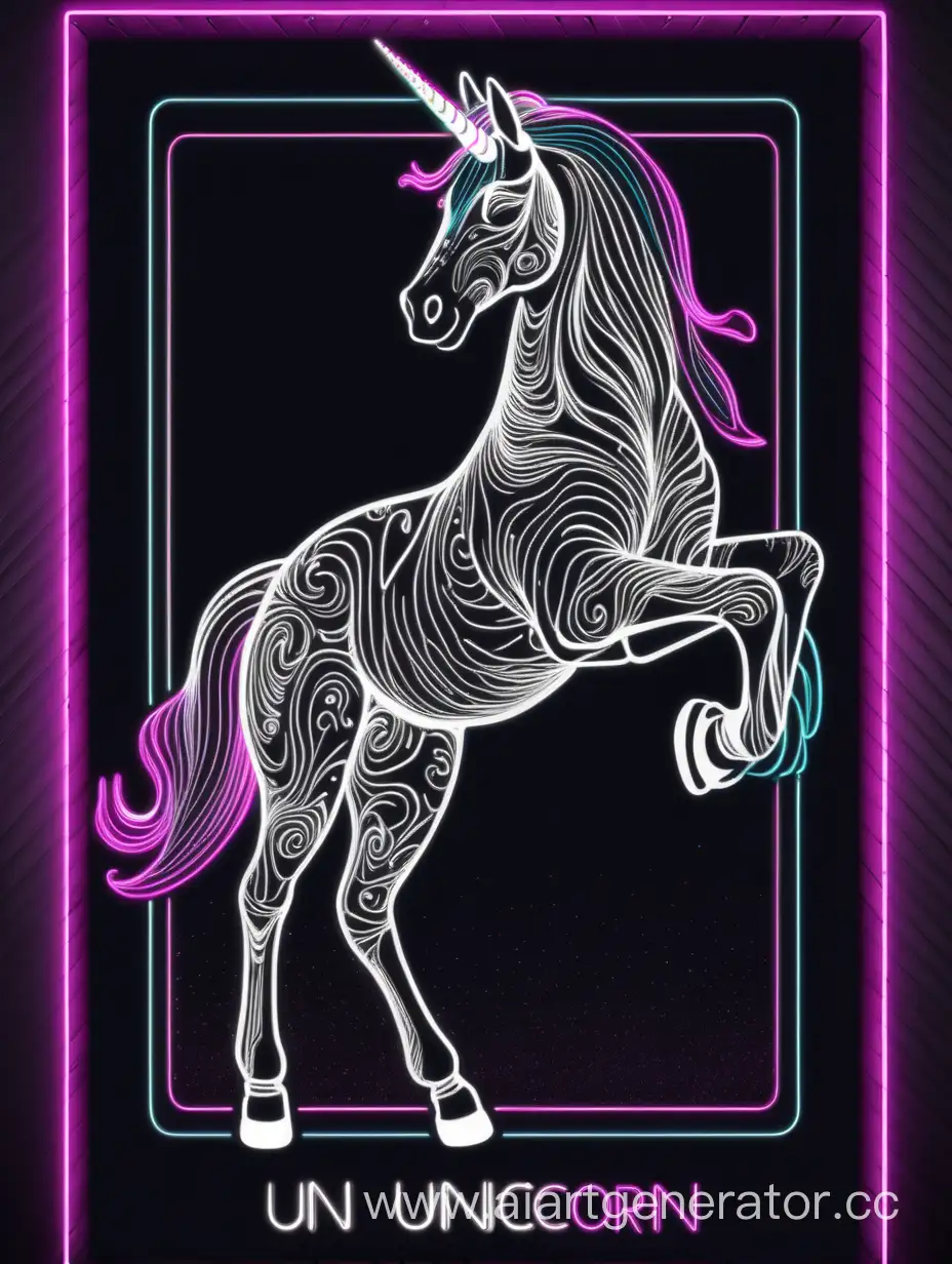 Sleek-Vanilla-Unicorn-Poster-Design-with-Dark-and-Neon-Theme