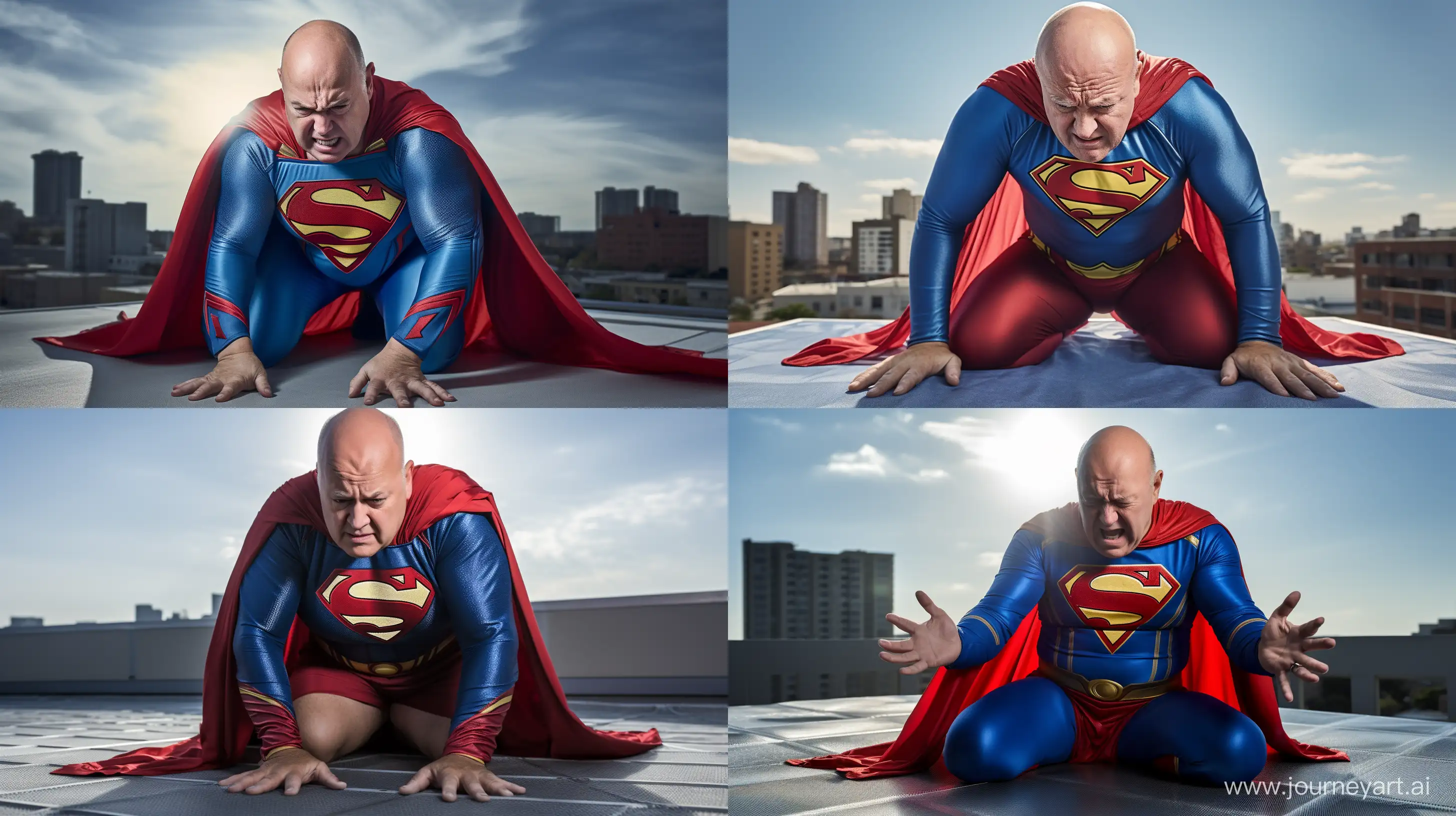 Elderly-Superman-Begging-Dramatically-on-Rooftop