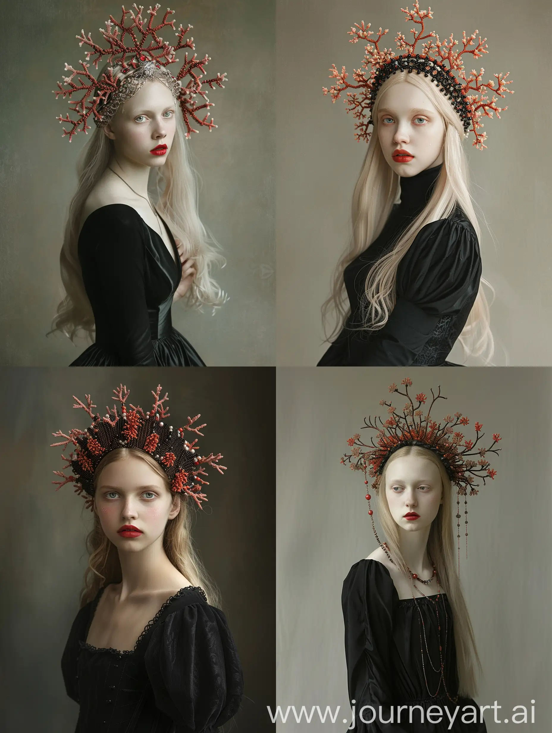Enchanting-Albino-Woman-in-CoralInspired-Elegance