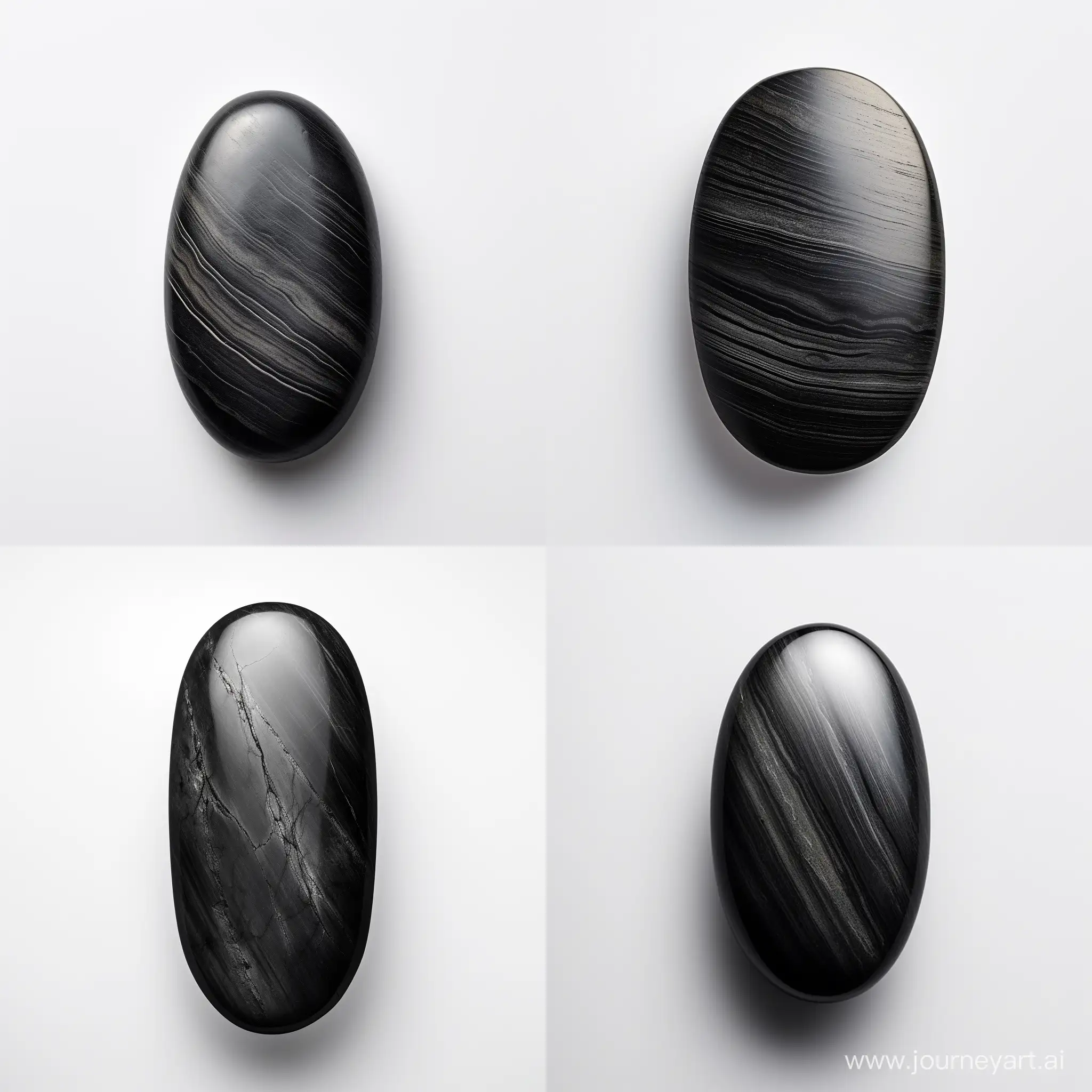 Elegant-Matte-Black-Oval-Stone-Cabochon-on-White-Background