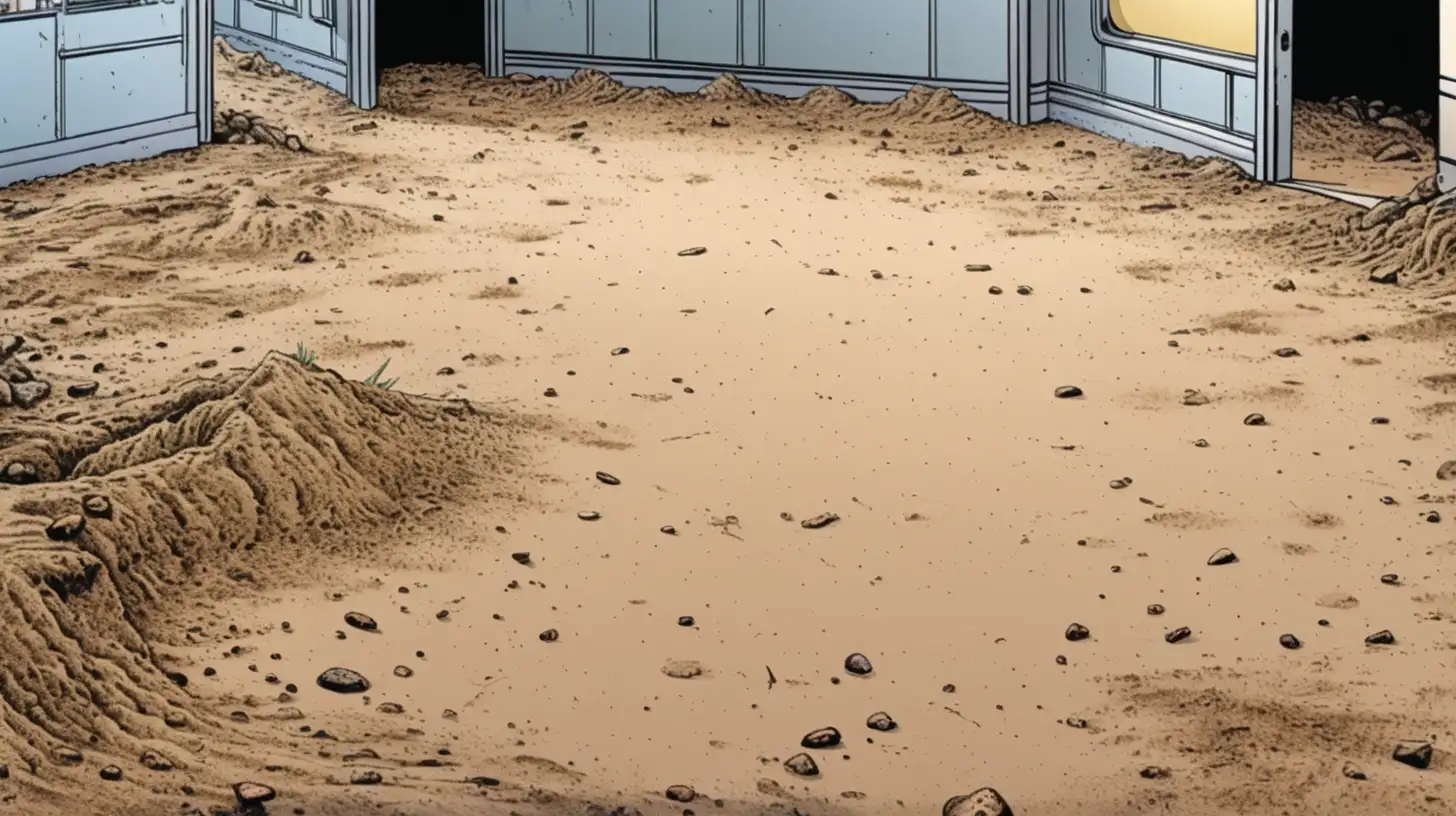 Colorful Comic Book Scene with Dirt Floor