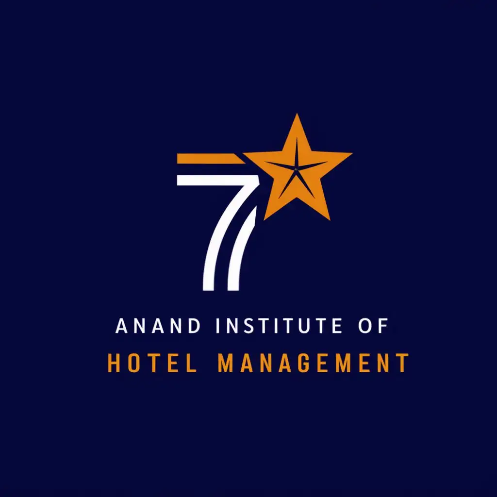 logo, 7 STAR HOTEL, with the text "ANAND INSTITUTE OF HOTEL MANAGEMENT", typography