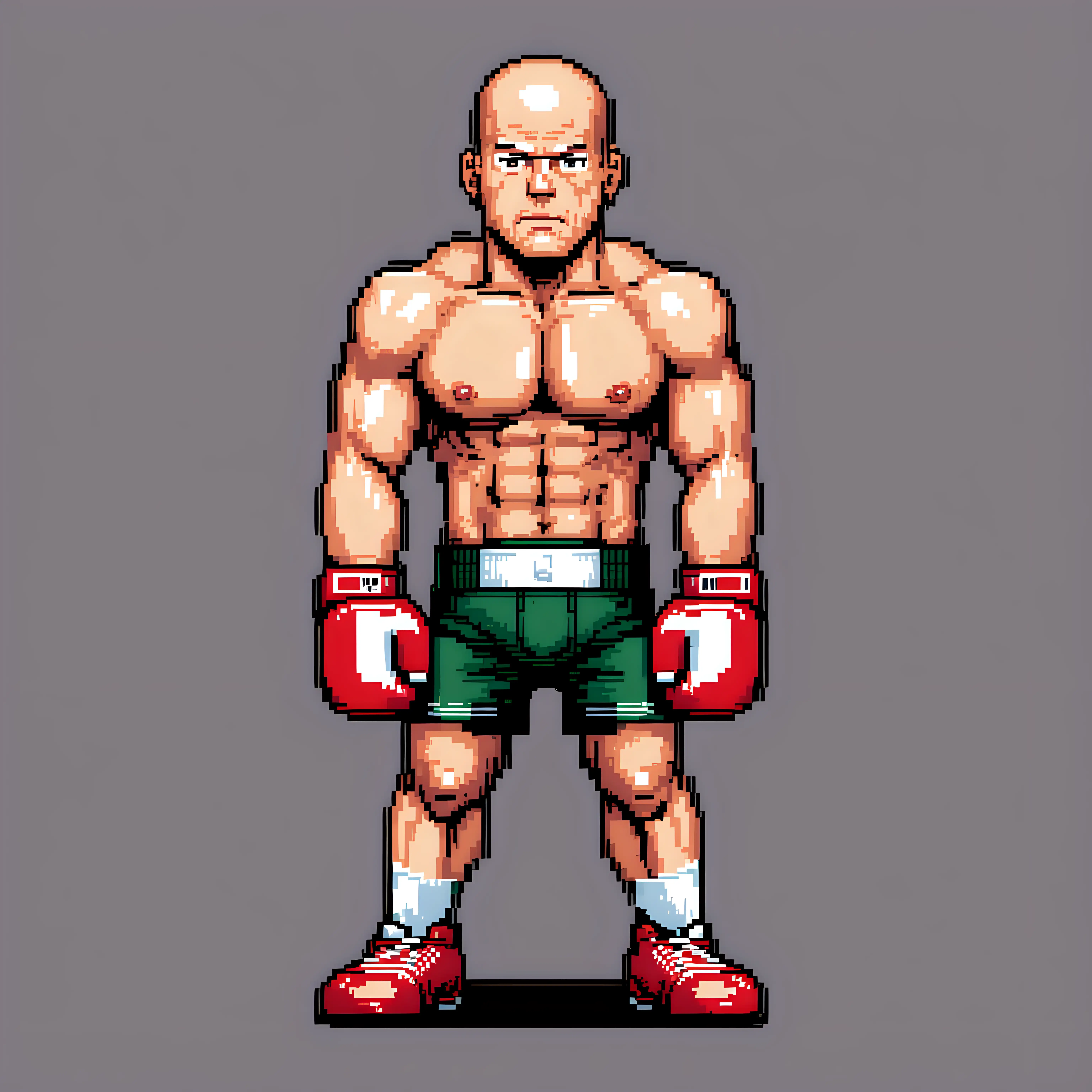 Pixel Art Bruce Willis Lookalike Boxer Punching