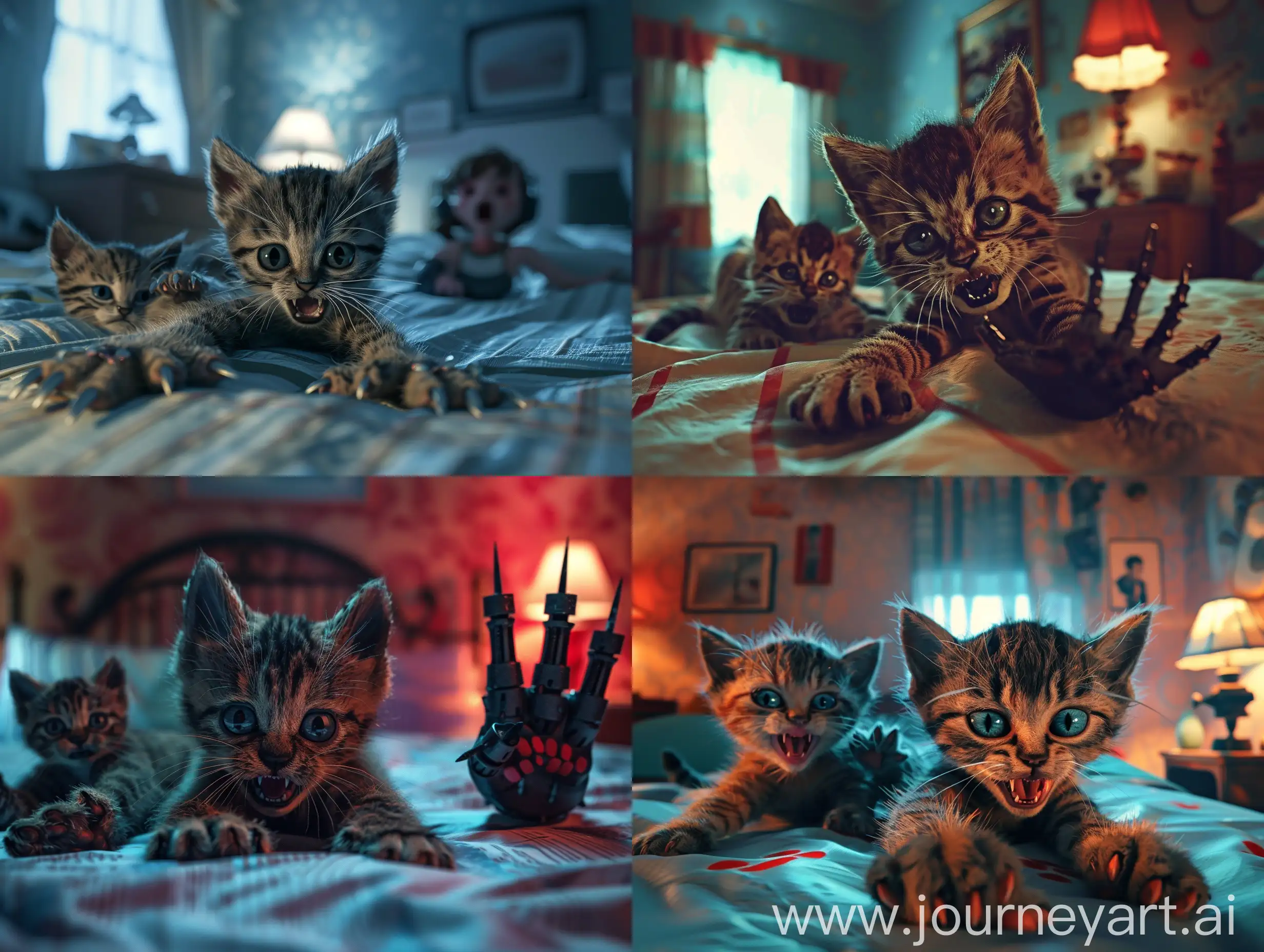 Cute-Micro-Kitten-as-Freddy-Krueger-in-Steampunk-Style-Nightmare-on-Elm-Street-Scene