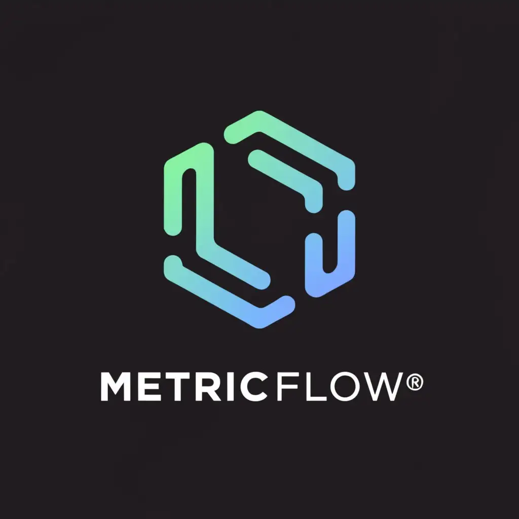 a logo design,with the text "MetricFlow", main symbol:an hexagon with wave inside,Minimalistic,be used in Internet industry,clear background