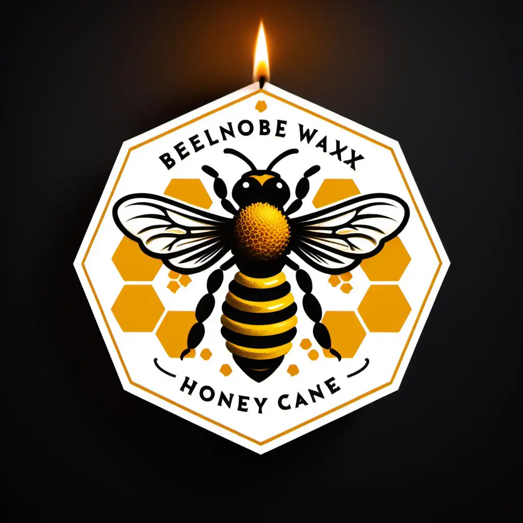 Custom Beeswax Candle Logo with Honeycombs and Beehives