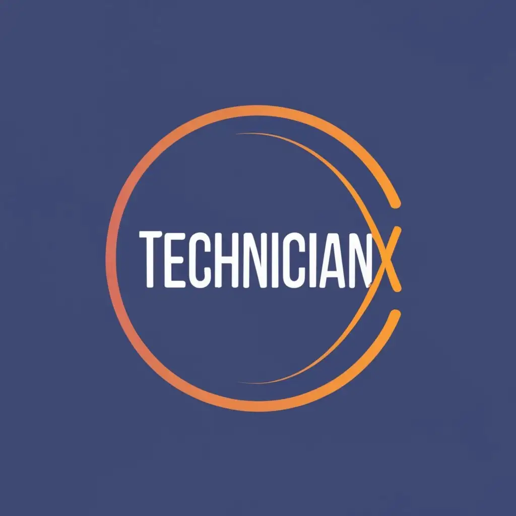 logo, Circle, with the text "TechnicianX", typography, be used in Technology industry, use orange and black colors