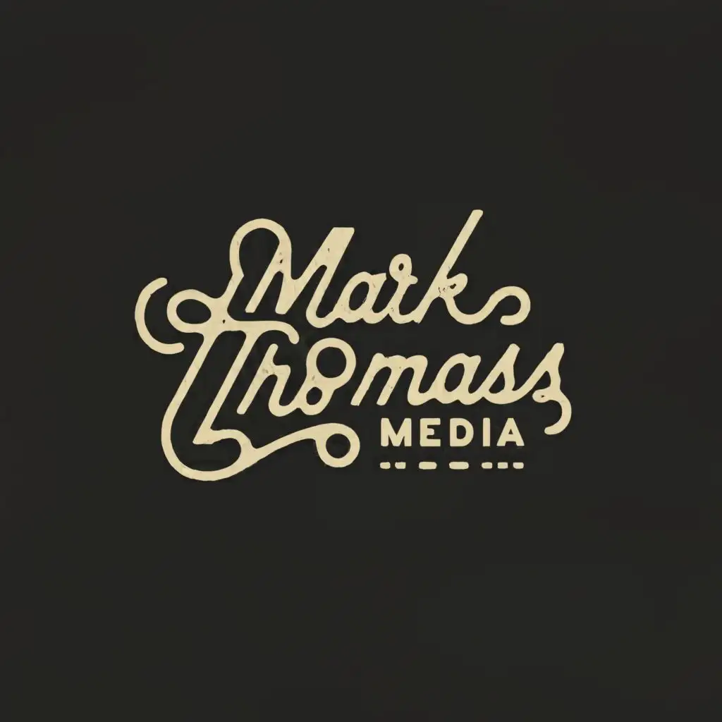 logo, dark, with the text "MARK THOMAS MEDIA", typography, be used in Retail industry