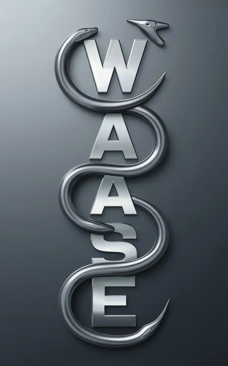 Create a logo for the WASE company with the vertical spelling of the word WASE, where each letter is wrapped in a snake symbolizing closeness and unity between people. Take into account the client's wish that the snake should pass through the letters.